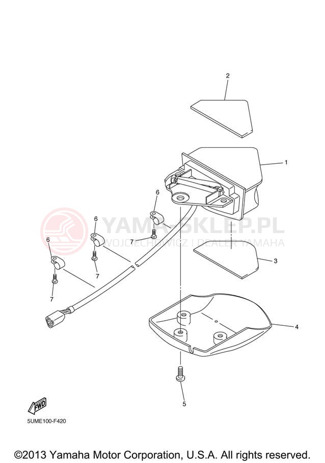 Schemat "lampa tył" do Yamaha WR250FX WR250FX
