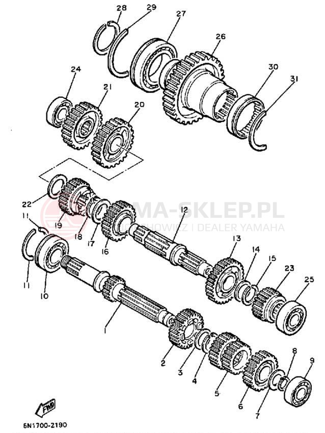 Schemat "Skrzynia biegów " do Yamaha SECA XJ900RK
