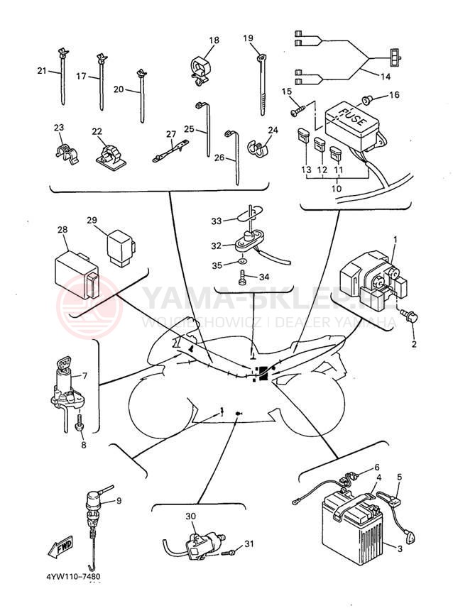 Schemat "układ elektryczny" do Yamaha YZF1000RJC/YZF1000RJ