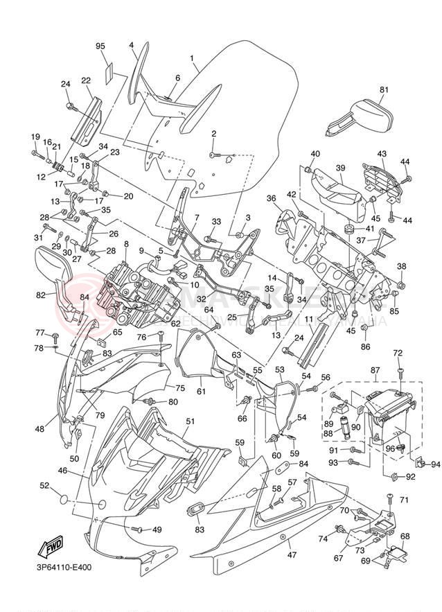 Schemat "elementy nadwozia" do Yamaha FJR13ABS FJR13AVC/FJR13AV