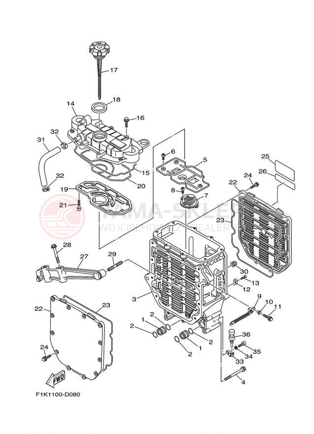 Schemat "Chłodnica oleju" do Yamaha SX210 FRT1100BG/FRT1100CG