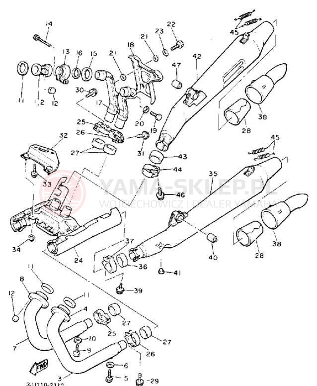 Schemat "Wydech końcowy" do Yamaha XVZ13DD/XVZ13DDC