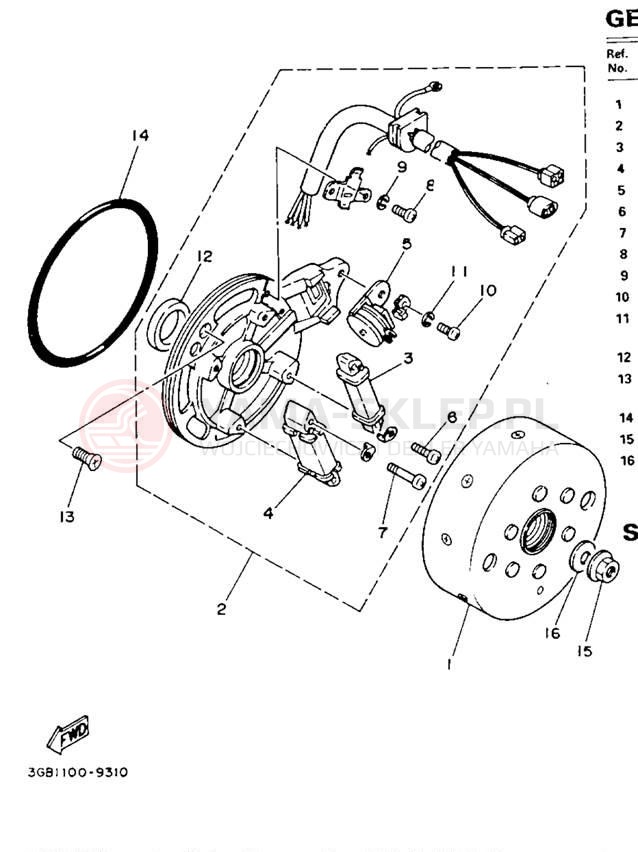 Schemat "prądnica" do Yamaha CHAMP YFM100W