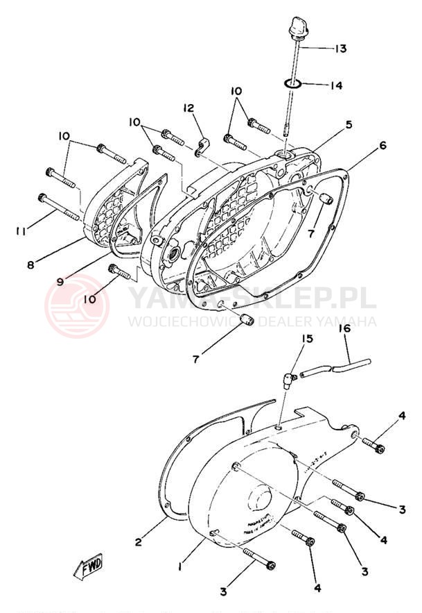 Schemat "Pokrywa silnika" do Yamaha TY250C