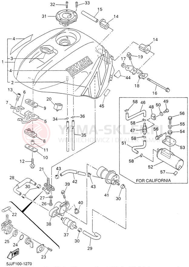 Schemat "zbiornik paliwa" do Yamaha YZFR1 YZFR1SN/YZFR1SNC