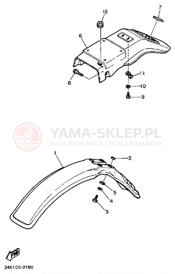 Schemat "błotnik" do Yamaha TT600L