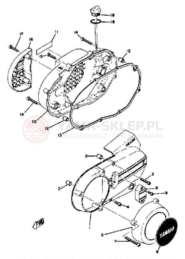 Schemat "Pokrywa silnika" do Yamaha RD350A
