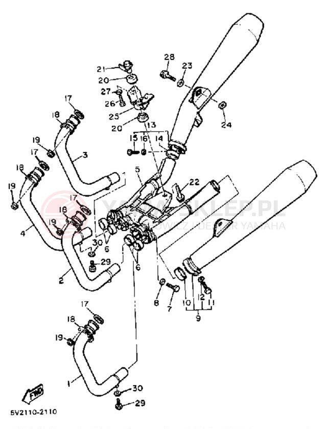 Schemat "Wydech końcowy" do Yamaha XJ650RJ