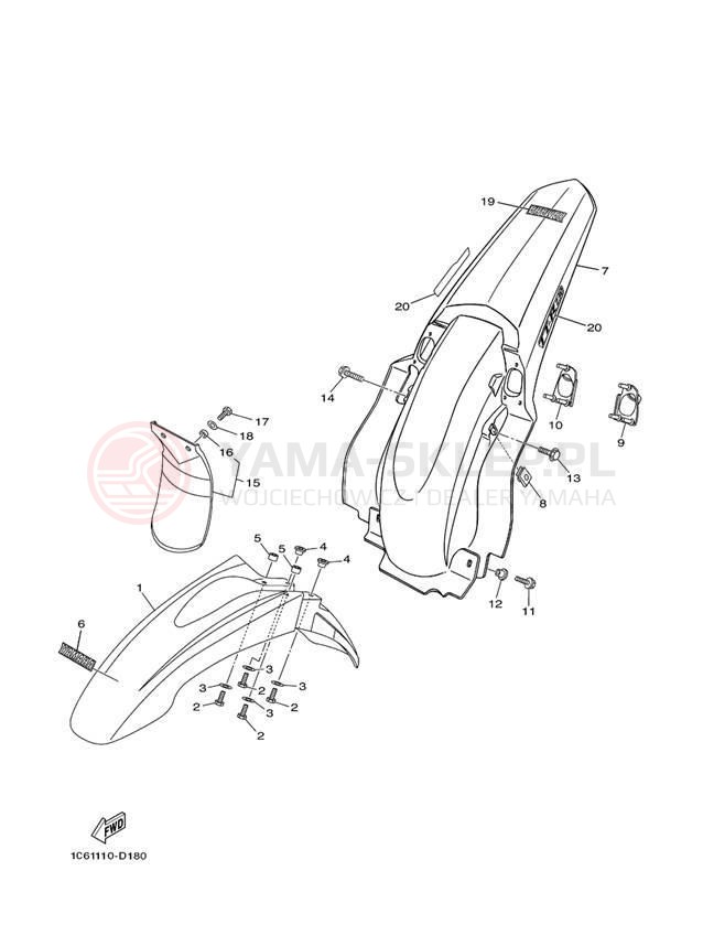 Schemat "błotnik" do Yamaha TT-R230 TTR230TC/TTR230T