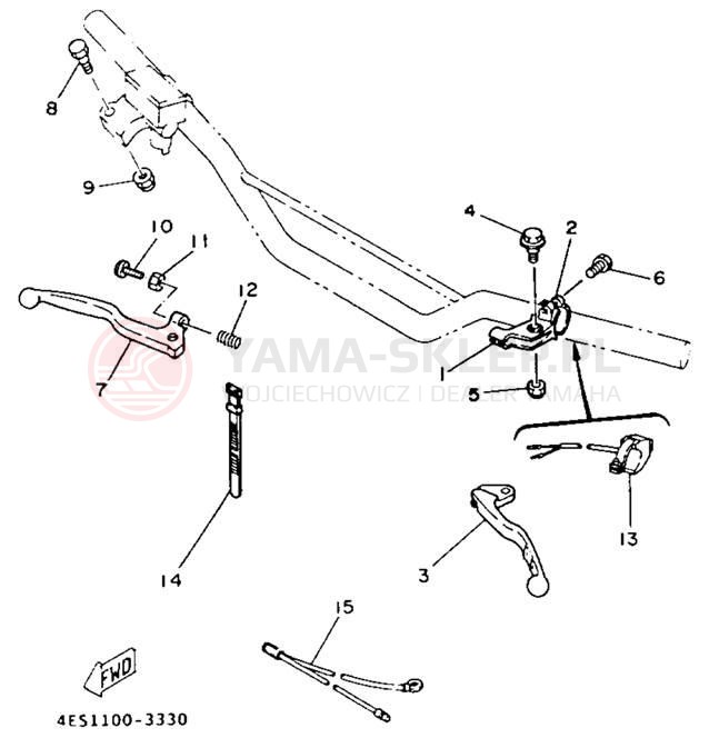 Schemat "Kierownica i osprzęt" do Yamaha YZ80E1