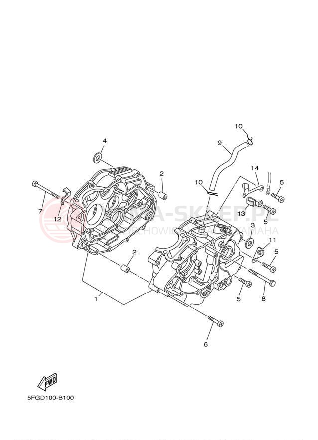 Schemat "Obudowa silnika" do Yamaha TTR225 TTR225RC/TTR225R