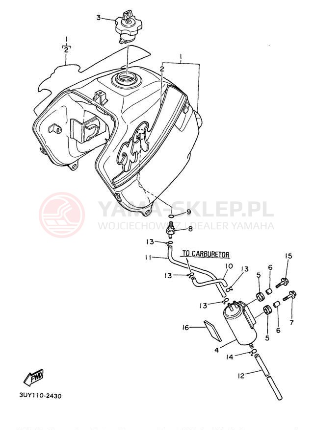 Schemat "zbiornik paliwa" do Yamaha XT600ED/XT600EDC