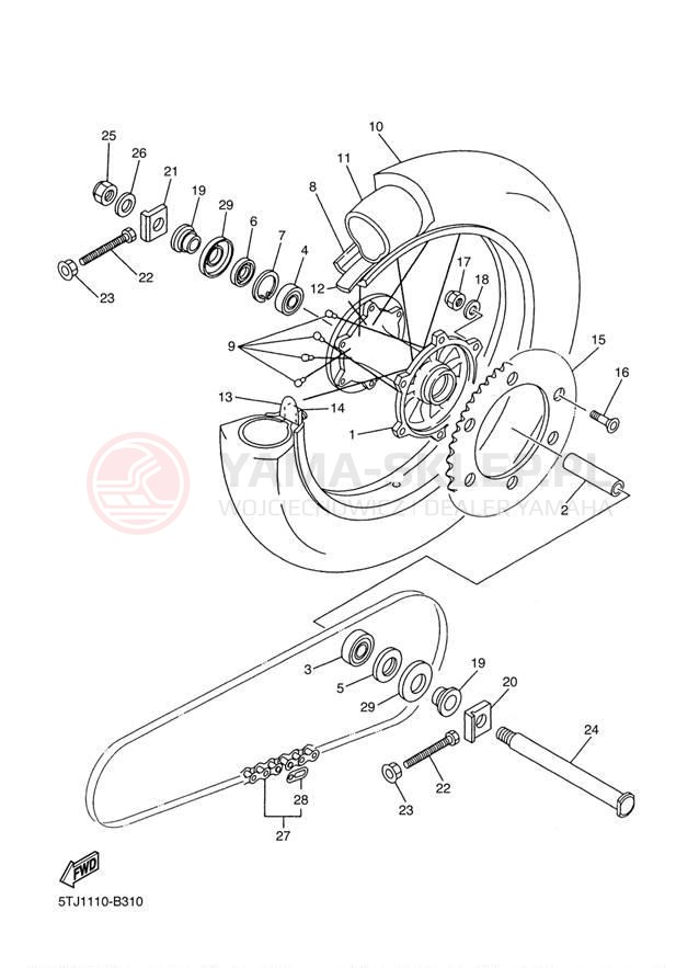 Schemat "Koło tył" do Yamaha WR250F WR250FR