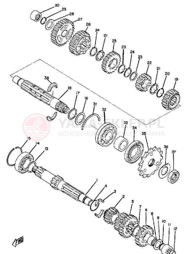 Schemat "Skrzynia biegów " do Yamaha TR2 TR2B TR2