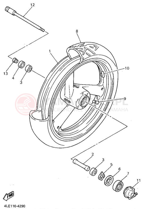 Schemat "Koło przód" do Yamaha YZF750RF/YZF750RFC