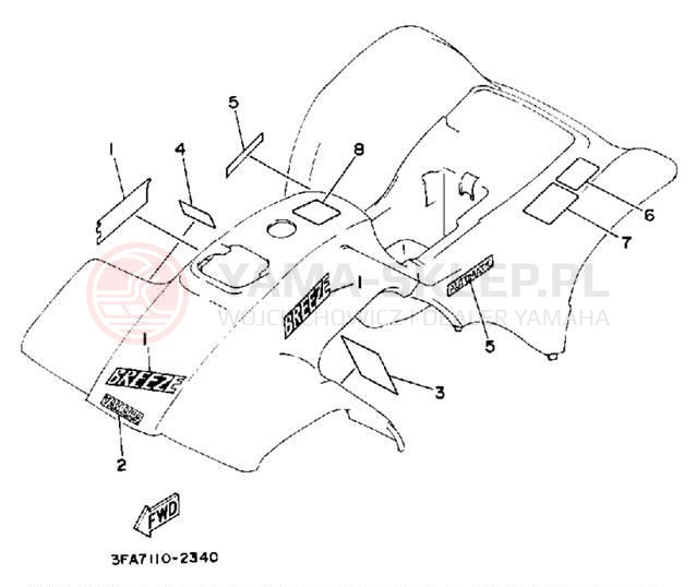 Schemat "naklejki" do Yamaha YFA1D