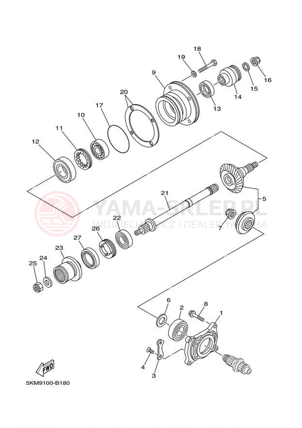 Schemat "Przeniesienie napędu" do Yamaha GRIZZLY 660 SE YFM66FASET