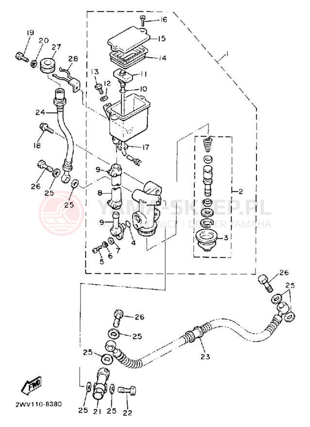 Schemat "Pompa hamulcowa tył" do Yamaha XVZ13DAC/XVZ13DA