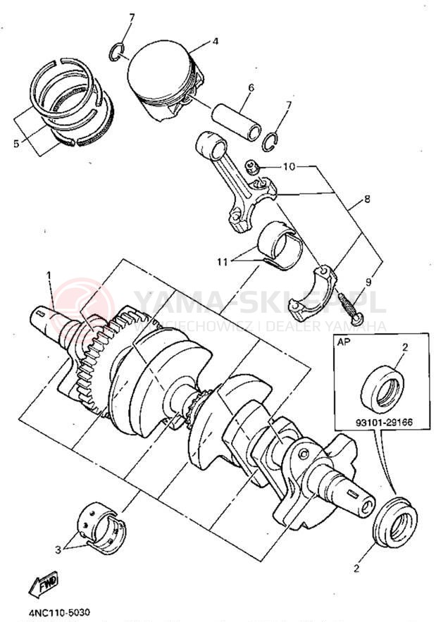 Schemat "Wał korbowy, tłok" do Yamaha YZF600RGC