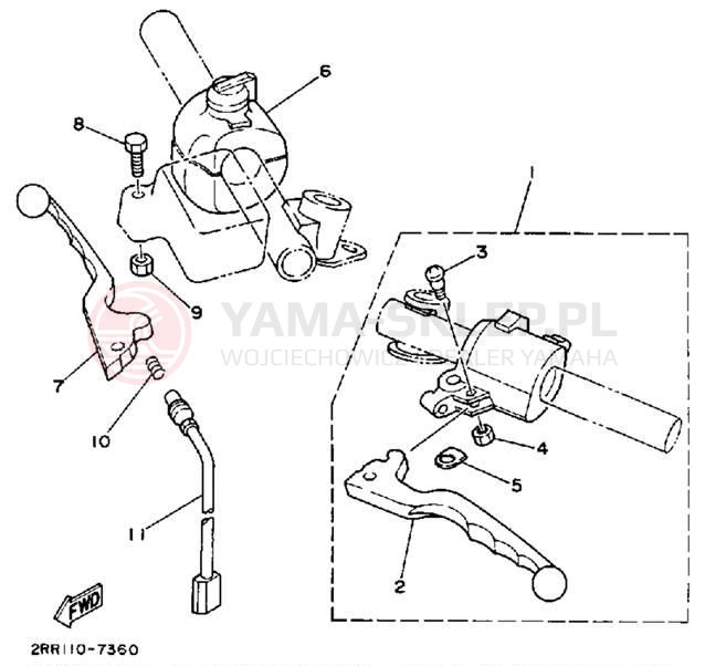 Schemat "Kierownica i osprzęt" do Yamaha YSR50B