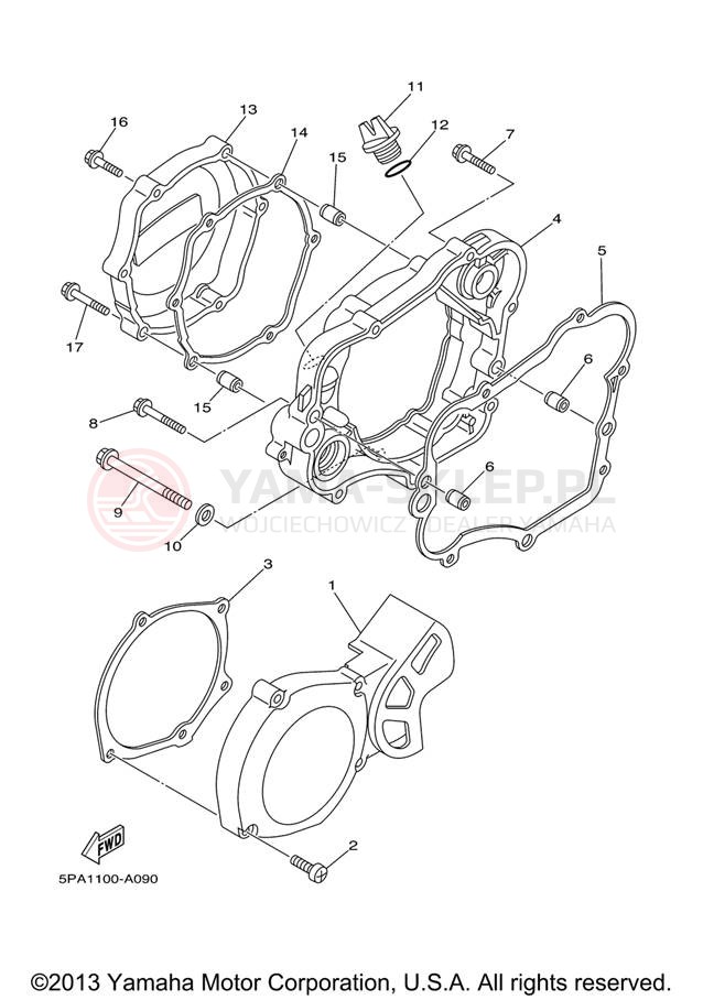 Schemat "Pokrywa silnika" do Yamaha YZ85 YZ85V
