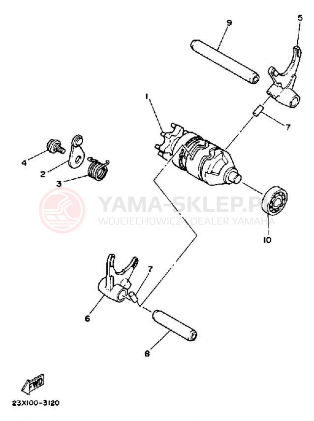 Schemat "Wodziki, automat" do Yamaha YZ490 YZ490K