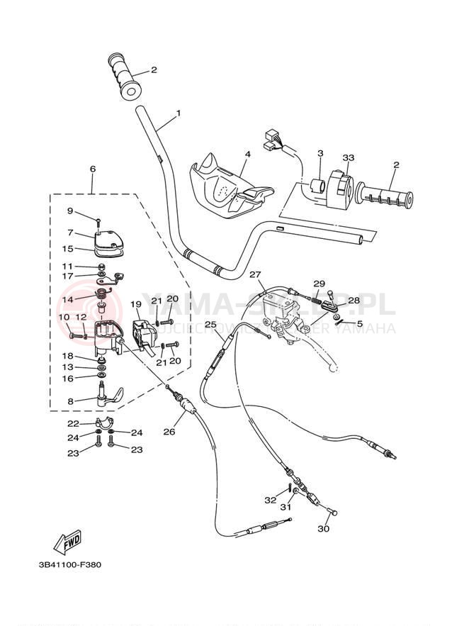 Schemat "Kierownica i osprzęt" do Yamaha GRIZZLY 700 DUCKS YFM7FGPDUW