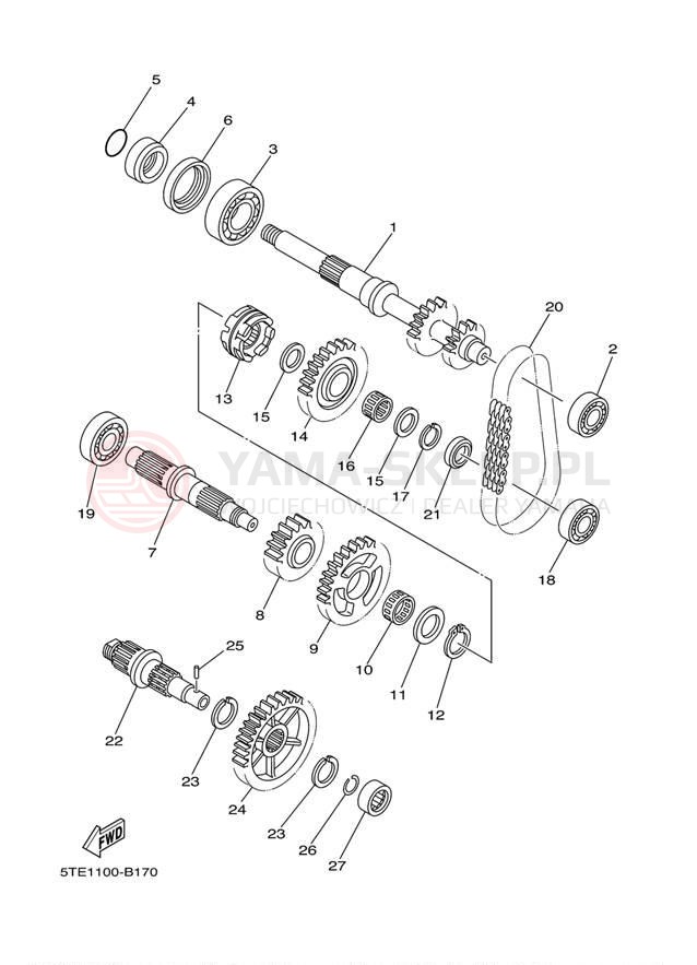 Schemat "Skrzynia biegów " do Yamaha KODIAK 400 4WD YFM400FAR