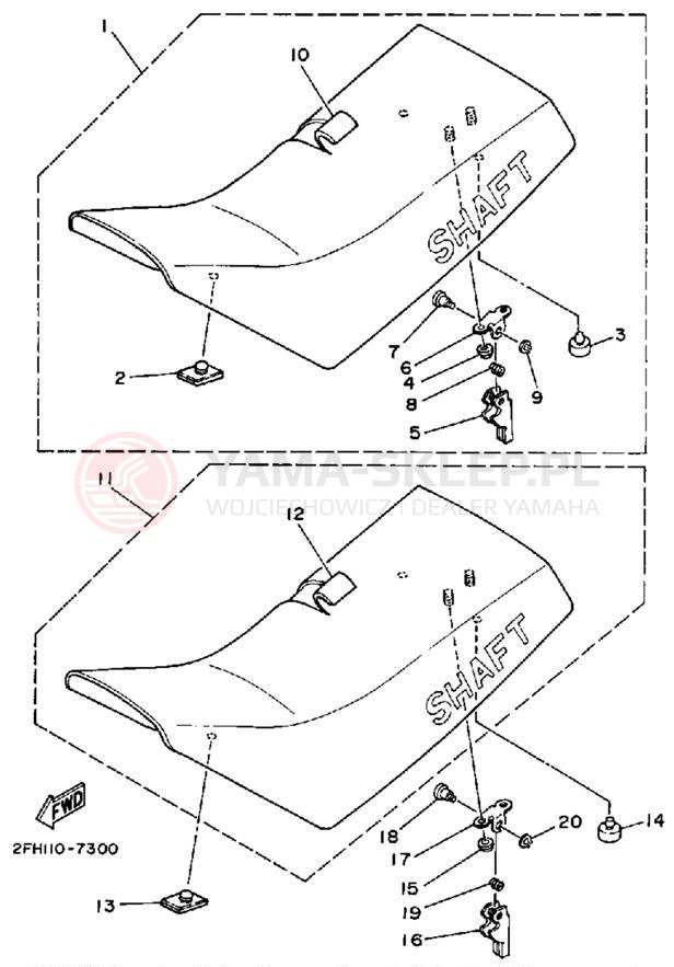 Schemat "siedzenie" do Yamaha MOTO-4 YFM200DXT