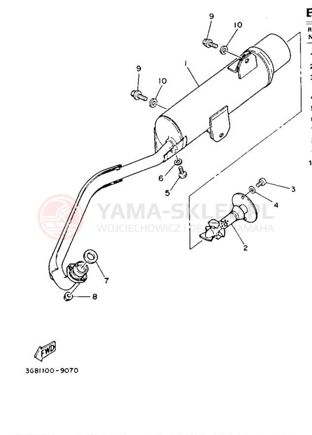 Schemat "Wydech końcowy" do Yamaha YFM100W