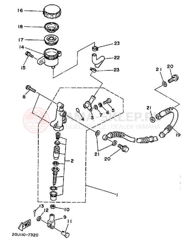 Schemat "Pompa hamulcowa tył" do Yamaha YFZ350T