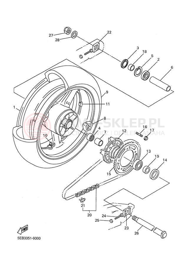 Schemat "Koło tył" do Yamaha R6 YZFR6M/YZFR6MC