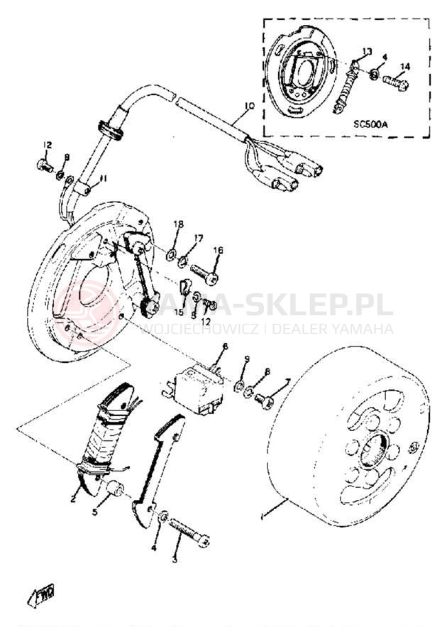 Schemat "Moduł zapłonowy - cewka" do Yamaha SC500A