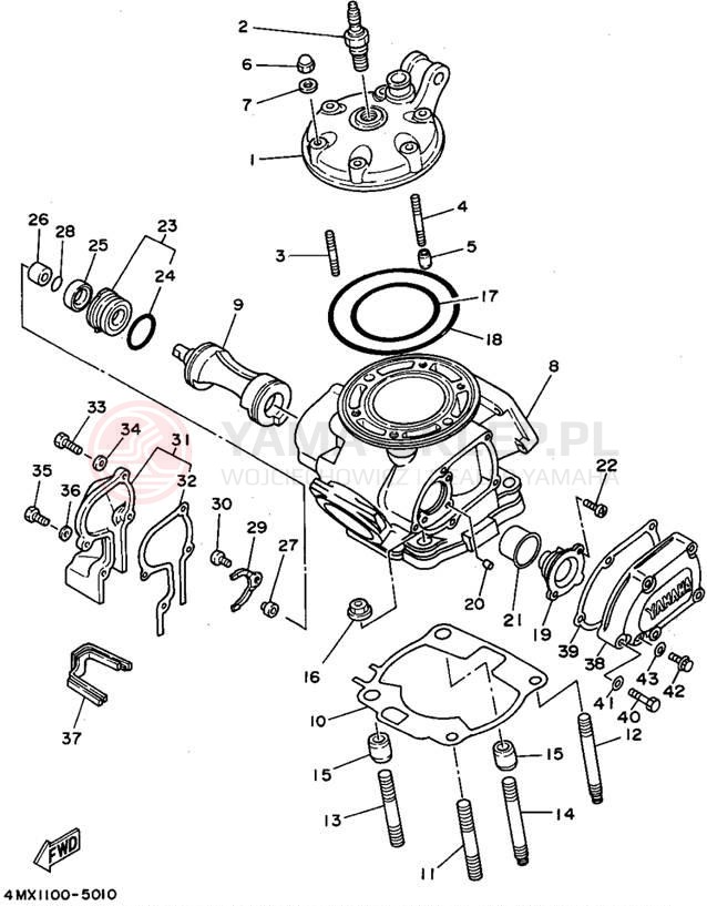 Schemat "głowica" do Yamaha YZ250G1