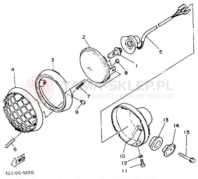 Schemat "Lampa przód" do Yamaha WARRIOR YFM350XE