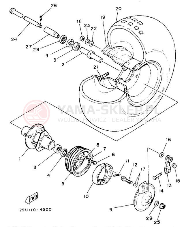 Schemat "Koło przód" do Yamaha YTM225DXL