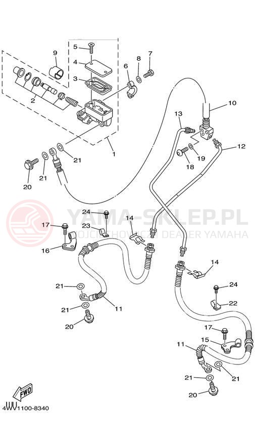 Schemat "Pompa hamulcowa przednia" do Yamaha GRIZZLY YFM600FWAL/YFM600FWAL