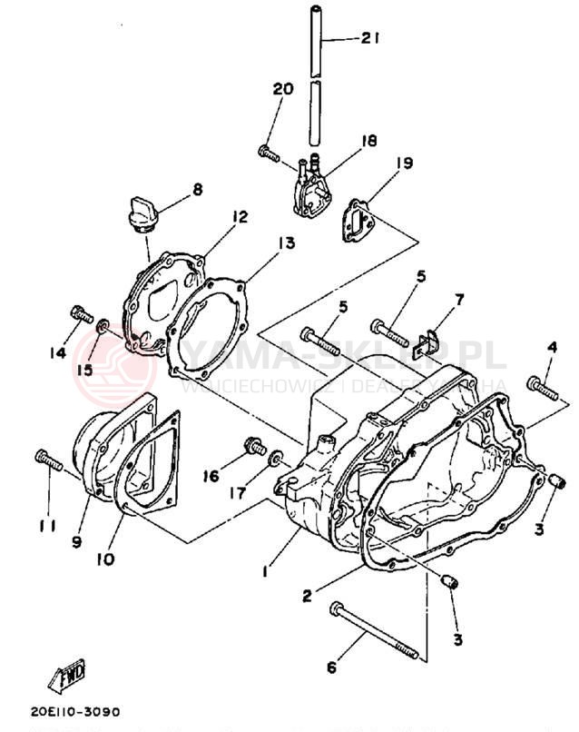 Schemat "Pokrywa silnika" do Yamaha YT125L
