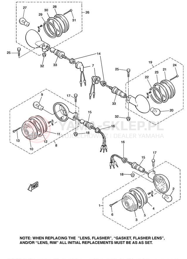 Schemat "kierunkowskazy" do Yamaha VIRAGO 535 XV535A/XV535AC