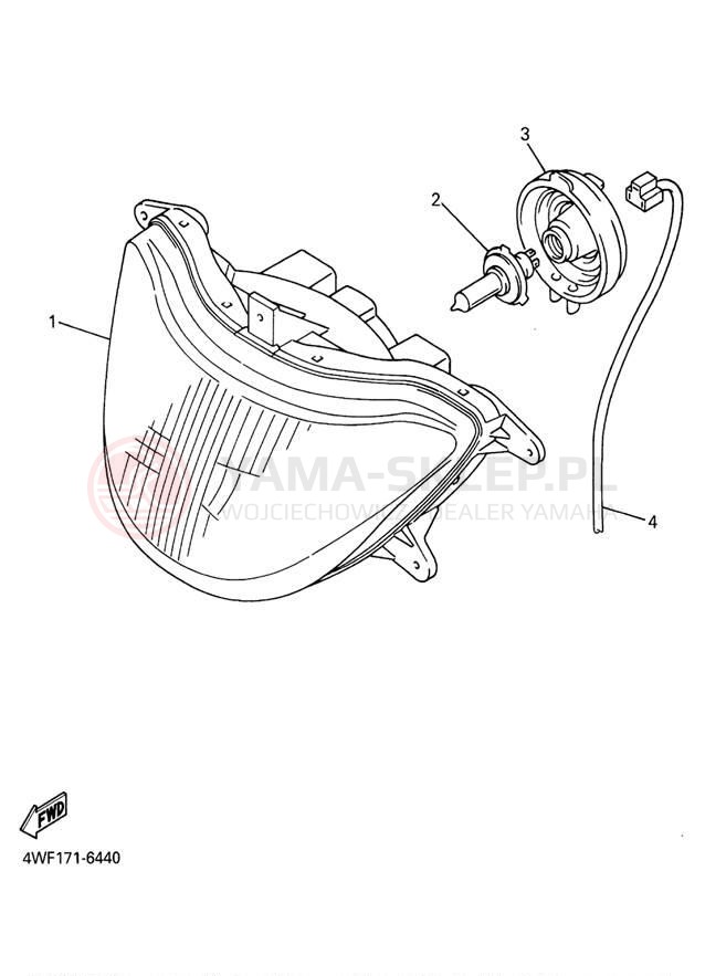 Schemat "Lampa przód" do Yamaha YZF600R YZF600RT/YZF600RTC