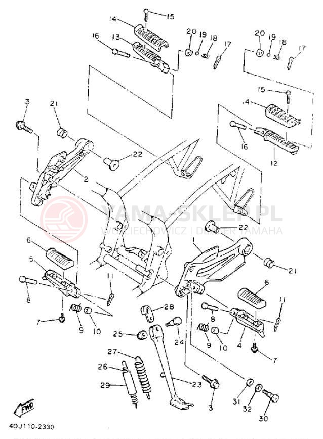 Schemat "Stopka postojowa i podnóżki" do Yamaha SECA II XJ600SE/XJ600SEC