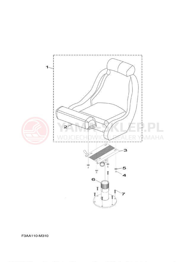 Schemat "SWIVEL SEAT" do Yamaha AR190 RX1800AN/RX1800BN