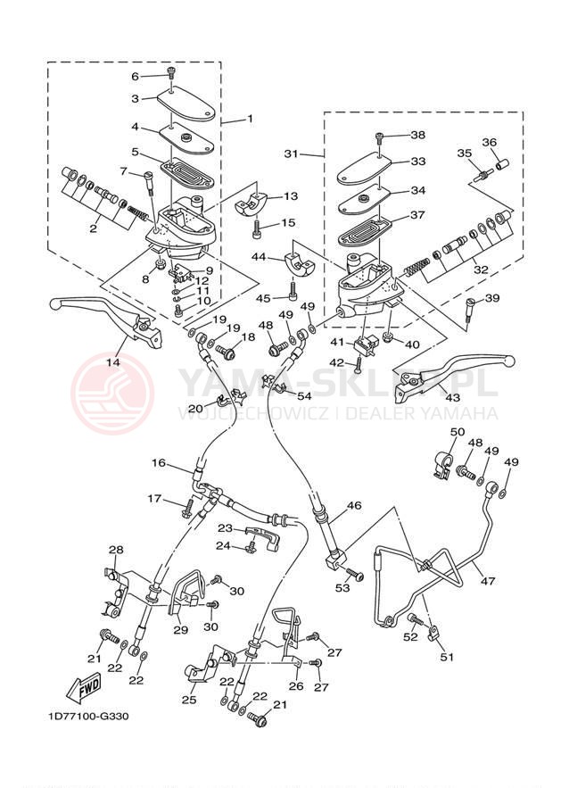 Schemat "Pompa hamulcowa przednia" do Yamaha STRATOLINER XV19CTYCS/XV19CTYS