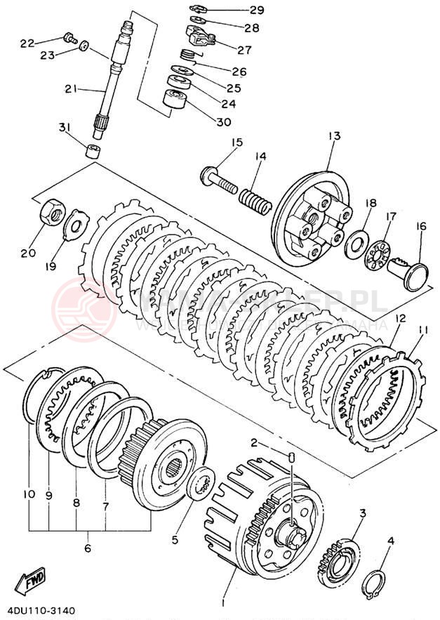 Schemat "sprzęgło" do Yamaha SECA II XJ600SFC/XJ600SF