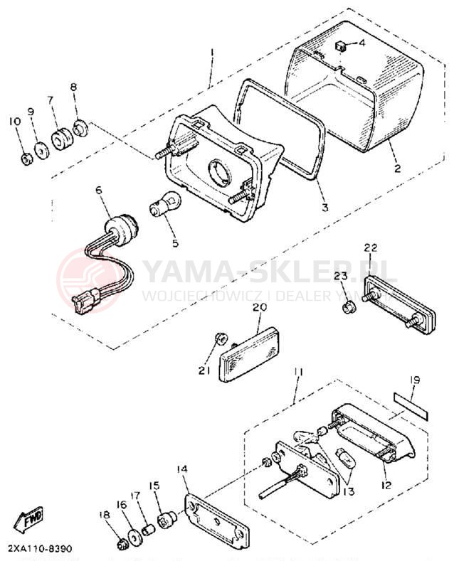 Schemat "lampa tył" do Yamaha RADIAN YX600W/YX600WC