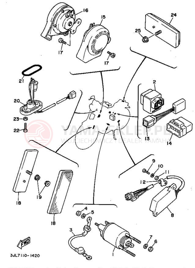 Schemat "układ elektryczny" do Yamaha VIRAGO 750 XV750GC/XV750G