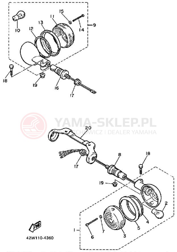 Schemat "kierunkowskazy" do Yamaha VIRAGO 1000 XV1000LC/XV1000L