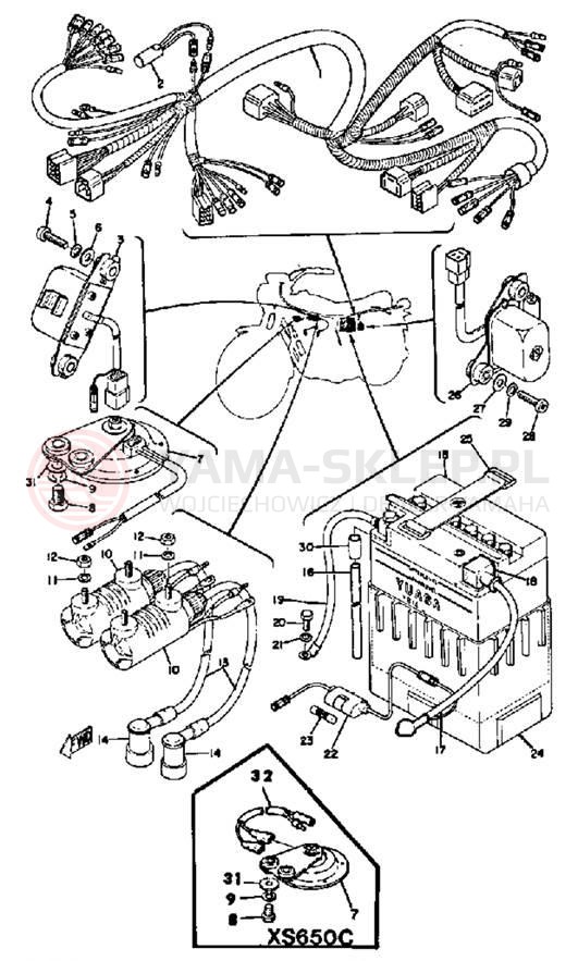 Schemat "układ elektryczny" do Yamaha XS650B