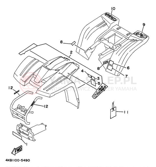 Schemat "naklejki" do Yamaha WOLVERIINE YFM35FXJ_M