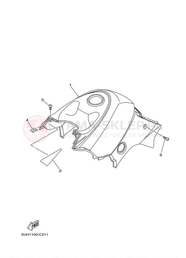 Schemat "Pokrywa boczna" do Yamaha GRIZZLY 350 2WD YFM35GW